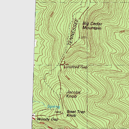 Topographic Map of Lunsford Gap, GA