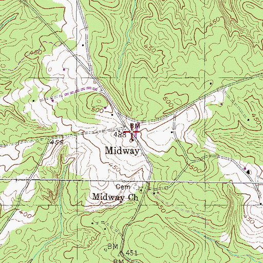 Topographic Map of Midway, GA