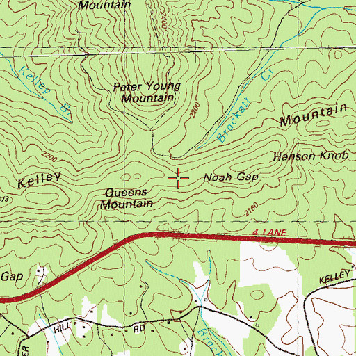 Topographic Map of Noah Gap, GA