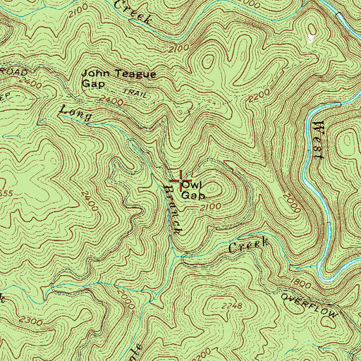 Topographic Map of Owl Gap, GA