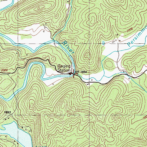Topographic Map of Persimmon Creek, GA