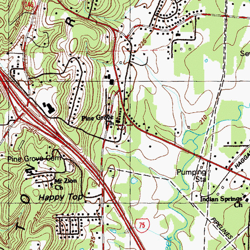 Topographic Map of Pine Grove Church, GA