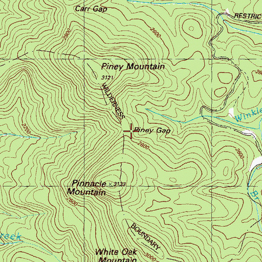 Topographic Map of Piney Gap, GA