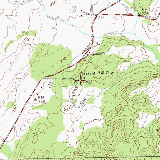 Topographic Map of Pleasant Hill Zion Church, GA