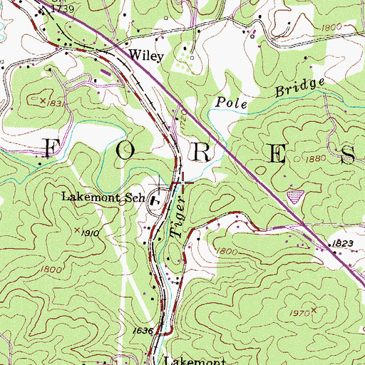Topographic Map of Pole Bridge Creek, GA