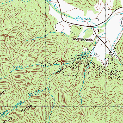 Topographic Map of Right Fork Arkaqua Creek, GA
