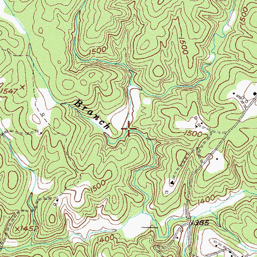Topographic Map of Roberts Branch, GA