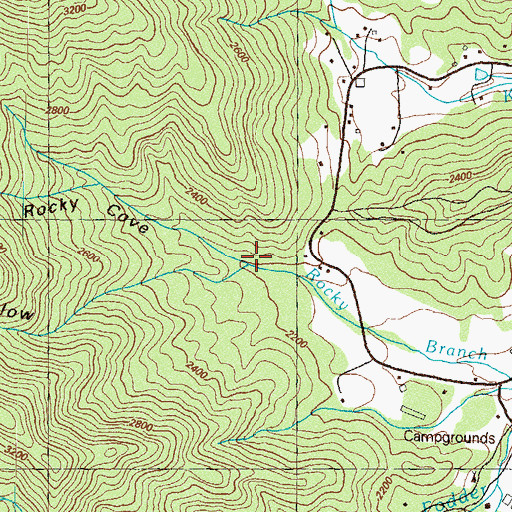 Topographic Map of Rocky Cove, GA
