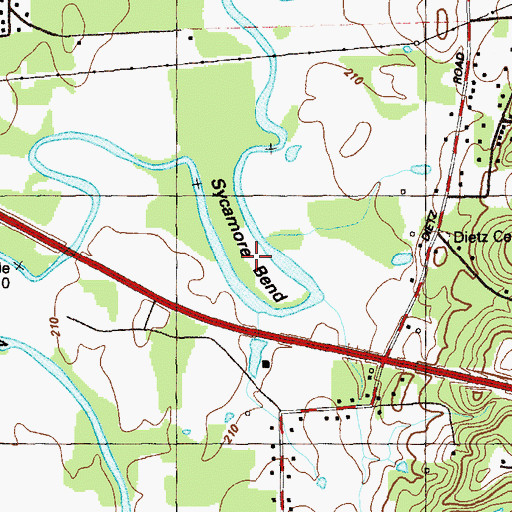 Topographic Map of Sycamore Bend, GA