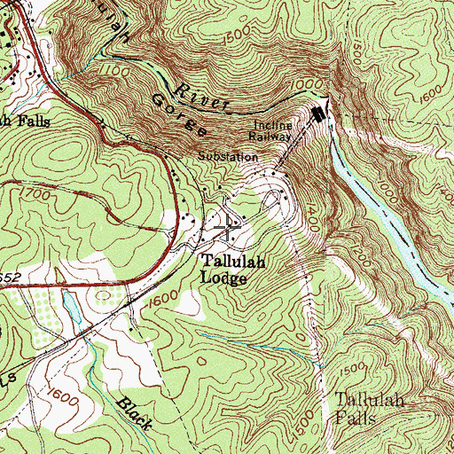 Topographic Map of Tallulah Lodge, GA