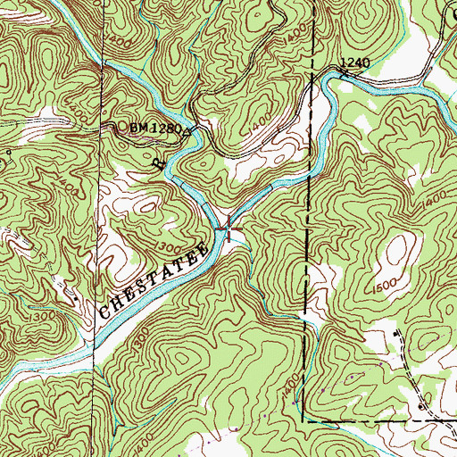 Topographic Map of Tesnatee Creek, GA