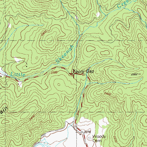 Topographic Map of Tooni Gap, GA