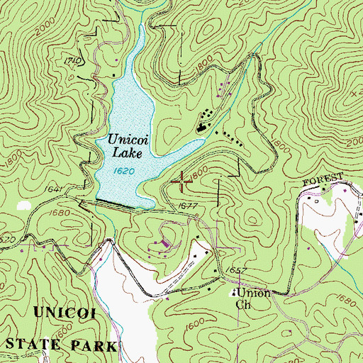Topographic Map of Unicoi State Park, GA