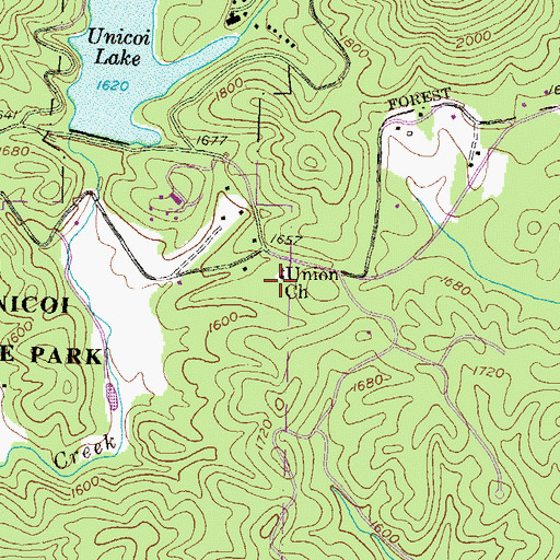 Topographic Map of Union Church, GA