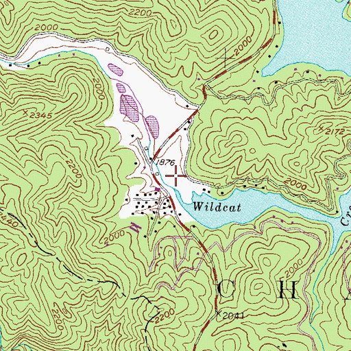 Topographic Map of Wildcat Creek, GA