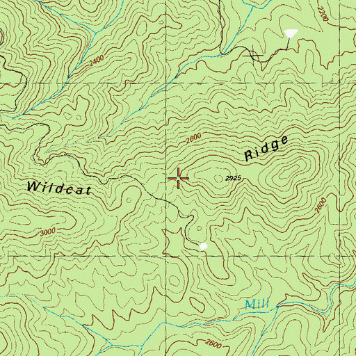 Topographic Map of Wildcat Ridge, GA