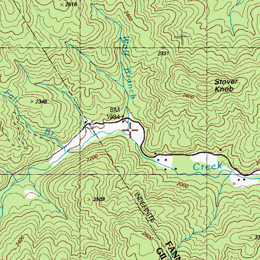 Topographic Map of Wolf Branch, GA