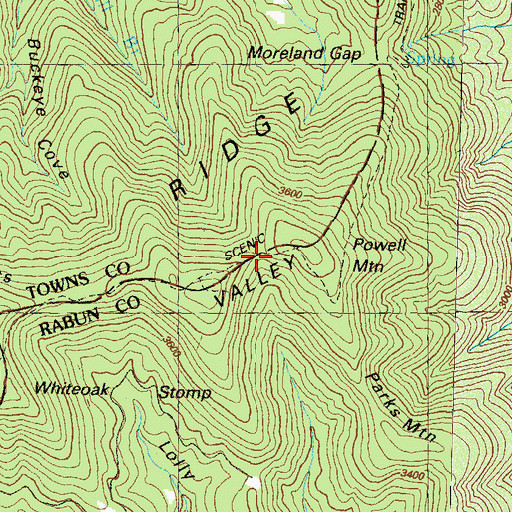 Topographic Map of McClure Gap, GA