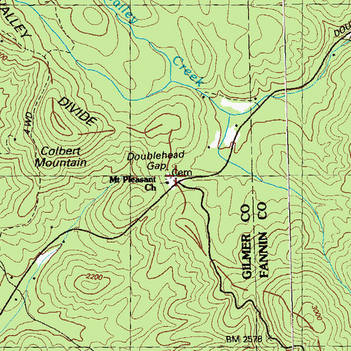 Topographic Map of Mount Pleasant Church, GA