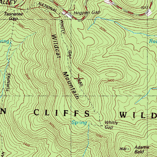 Topographic Map of Whitly Gap Trail, GA