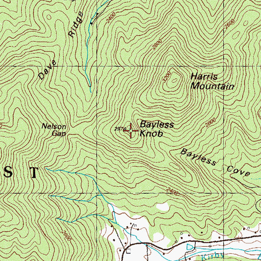 Topographic Map of Bayless Knob, GA