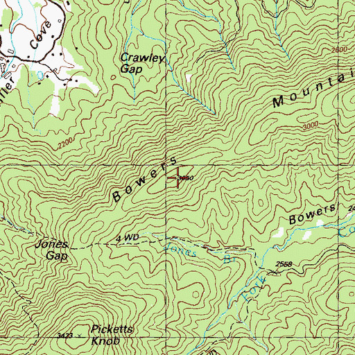 Topographic Map of Bowers Mountain, GA