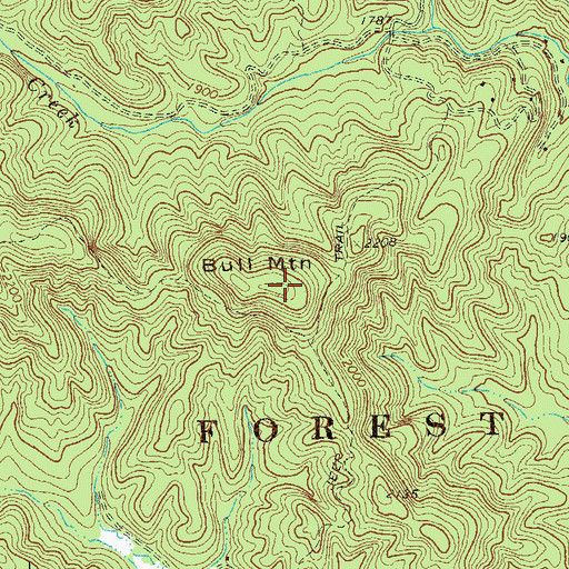 Topographic Map of Bull Mountain, GA