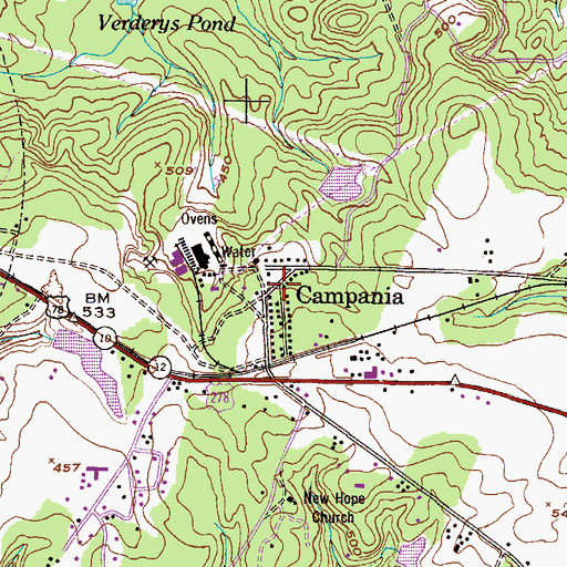 Topographic Map of Campania, GA