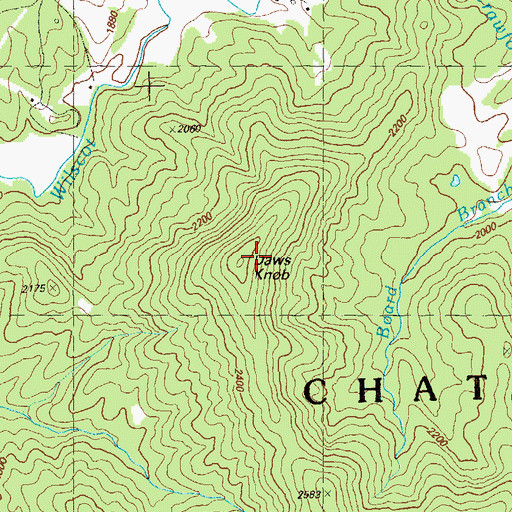 Topographic Map of Daws Knob, GA