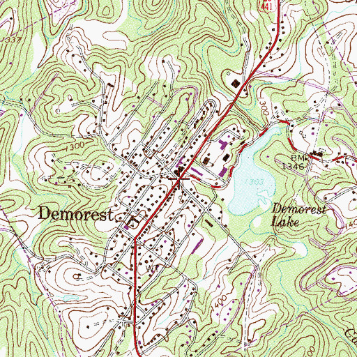 Topographic Map of Demorest, GA