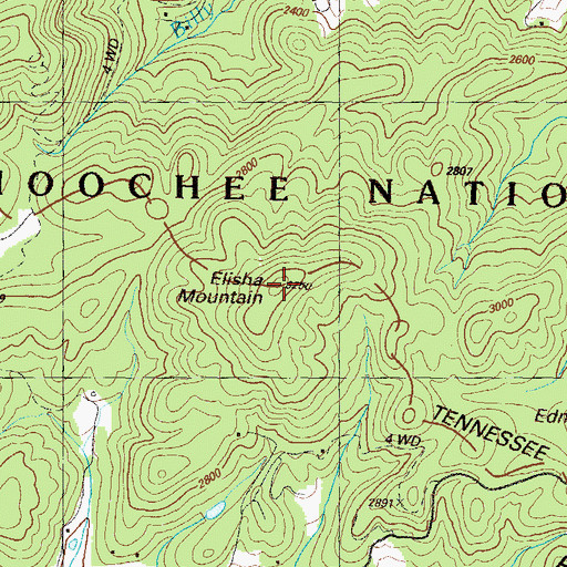 Topographic Map of Elisha Mountain, GA