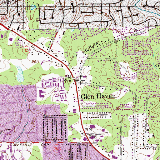 Topographic Map of Glen Haven, GA