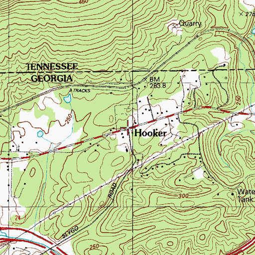 Topographic Map of Hooker, GA