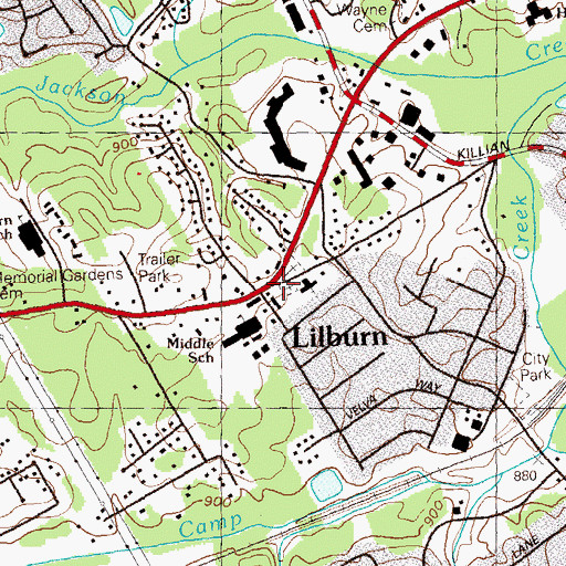 Topographic Map of Lilburn, GA