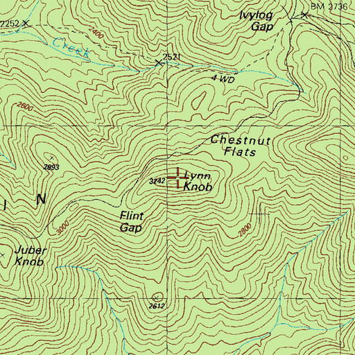 Topographic Map of Lynn Knob, GA