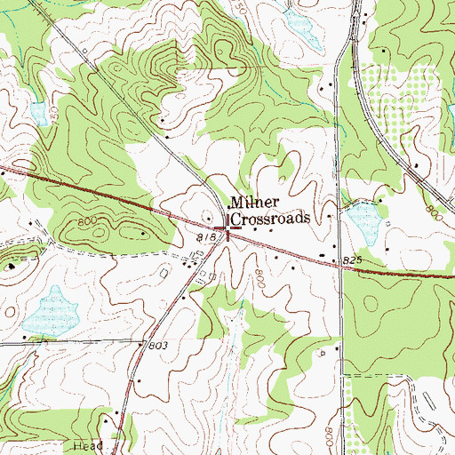 Topographic Map of Milner Crossroads, GA