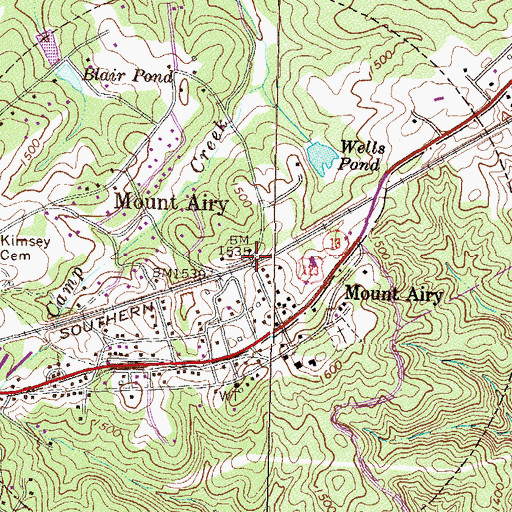 Topographic Map of Mount Airy, GA