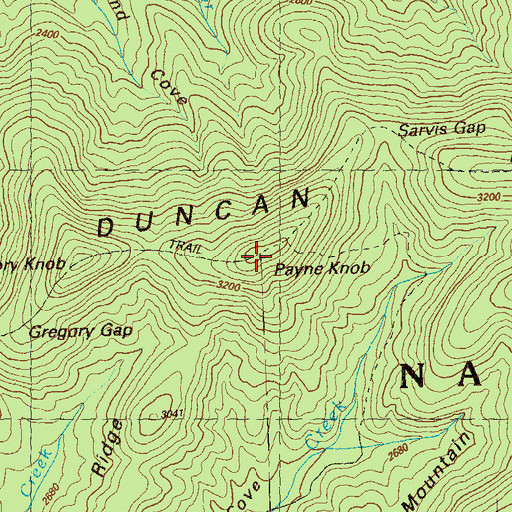Topographic Map of Payne Knob, GA