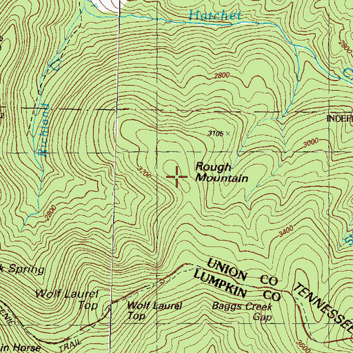 Topographic Map of Rough Mountain, GA