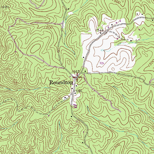 Topographic Map of Roundtop, GA