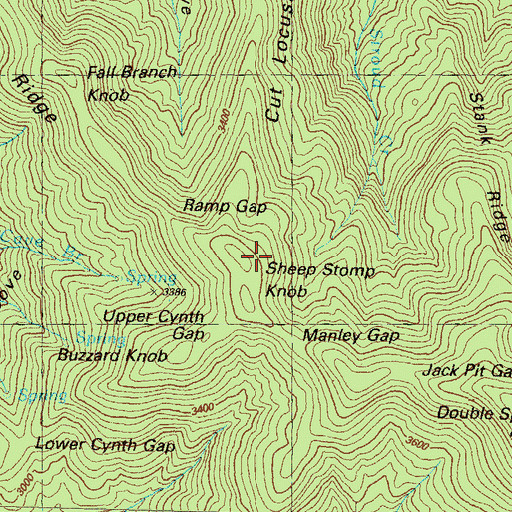 Topographic Map of Sheep Stomp Knob, GA