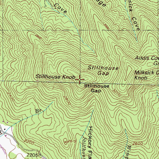 Topographic Map of Stillhouse Knob, GA