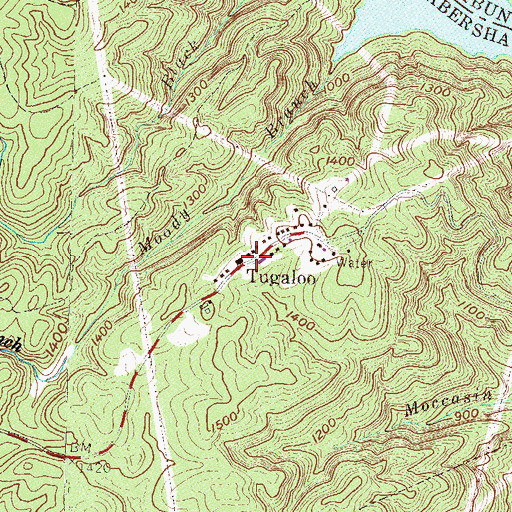 Topographic Map of Tugaloo, GA