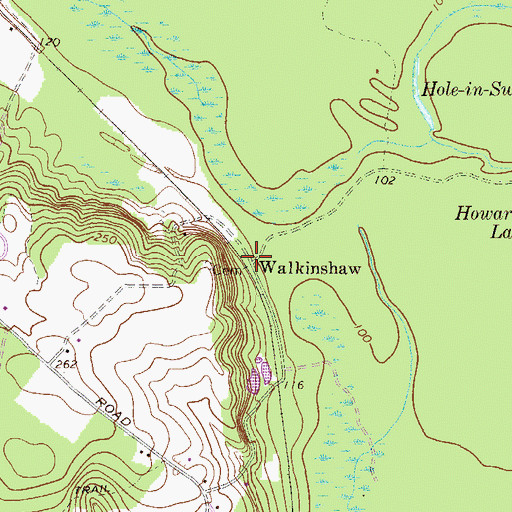 Topographic Map of Walkinshaw, GA