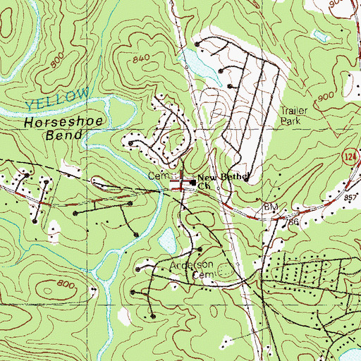 Topographic Map of New Bethel Church, GA