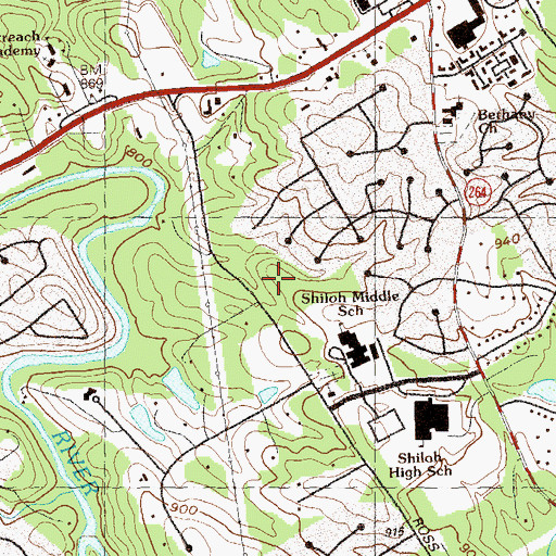 Topographic Map of Shiloh Elementary School, GA
