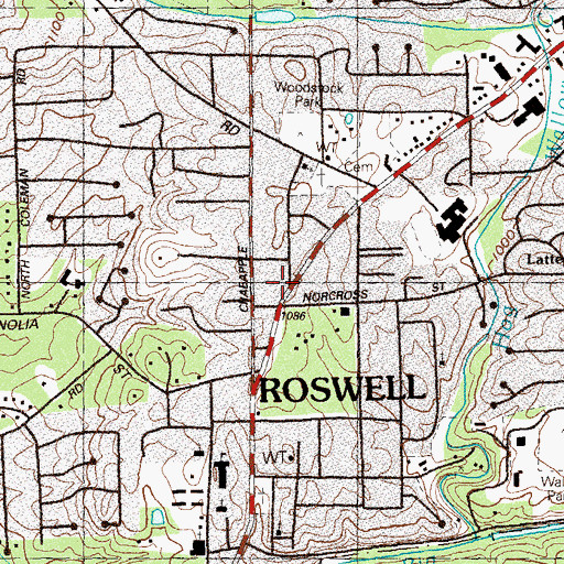 Topographic Map of Roswell Fire Department Station 1, GA
