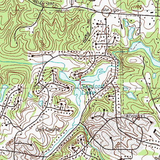 Topographic Map of Sanford Lake, GA