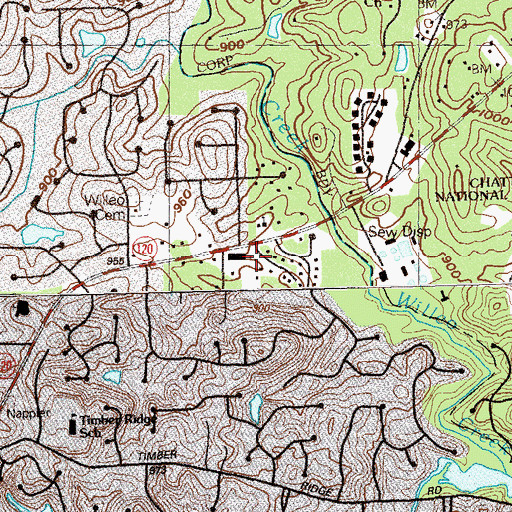 Topographic Map of East Cobb Church of Christ, GA
