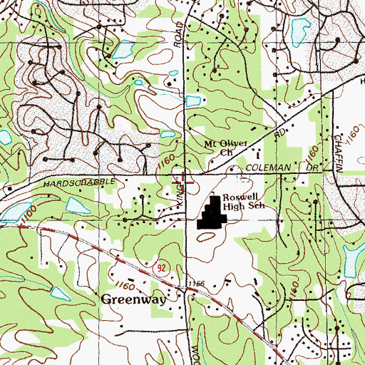 Topographic Map of Roswell Church of Christ, GA